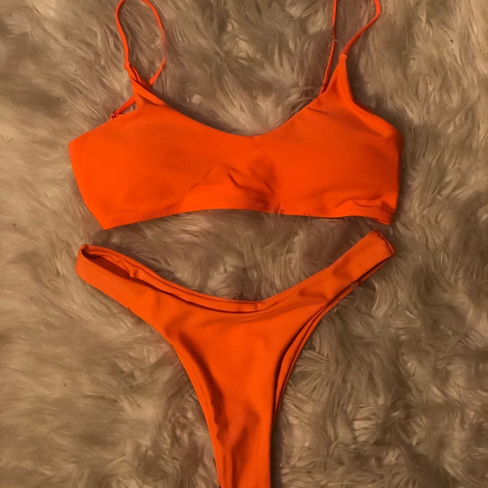 Neon orange thong bikini